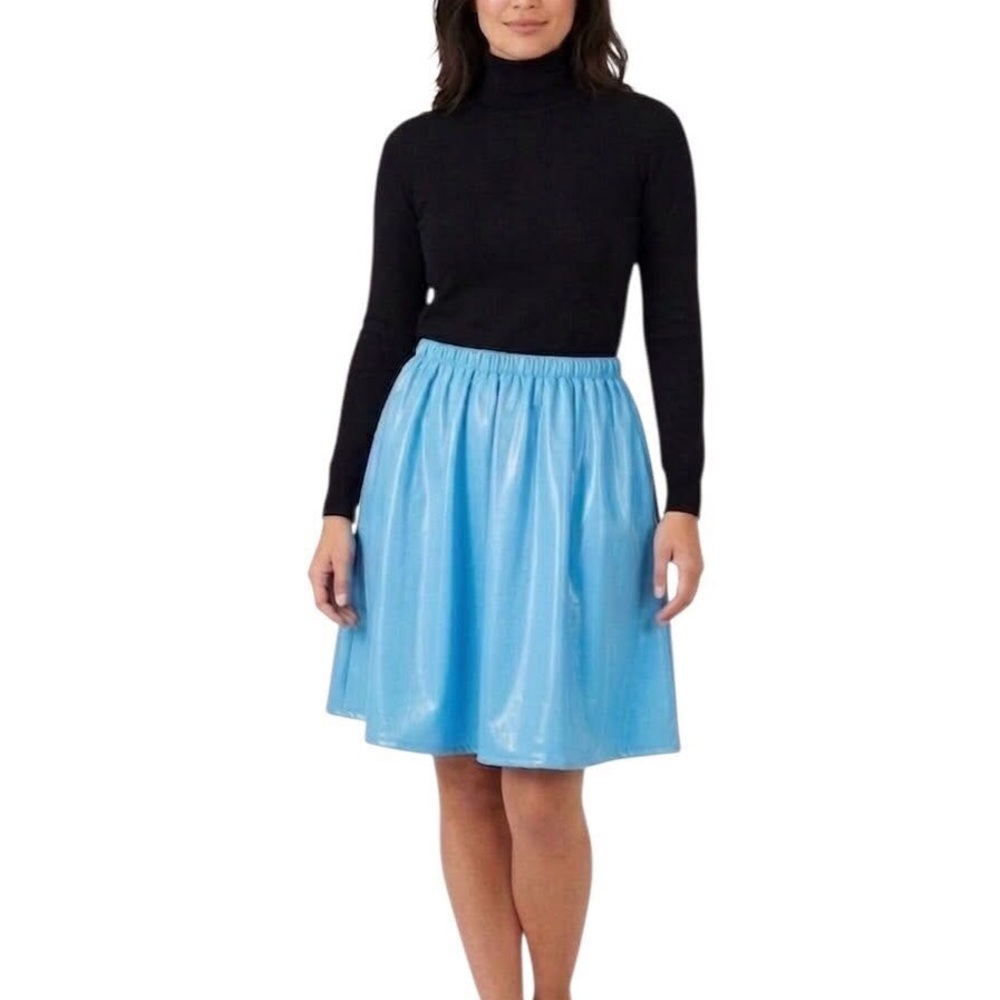 Light Blue  A-Line Midi Skirt